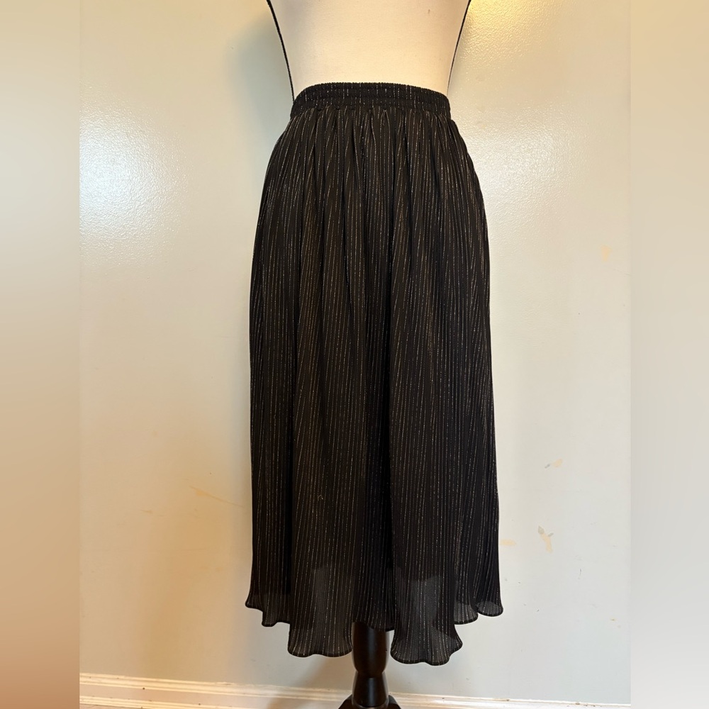 Vintage Sparkly Elastic Waist Flowy Midi Skirt